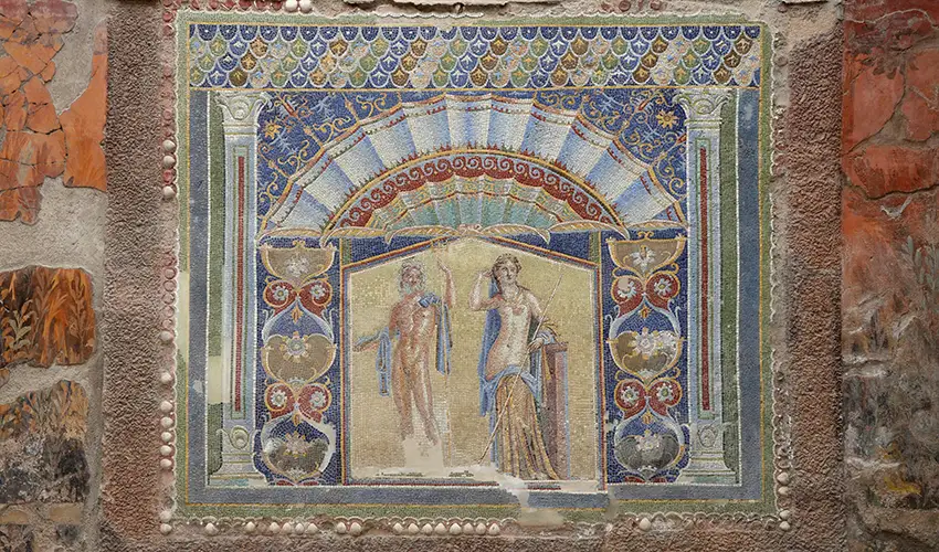 photo of wall mosaic of Neptune and Amphitrite